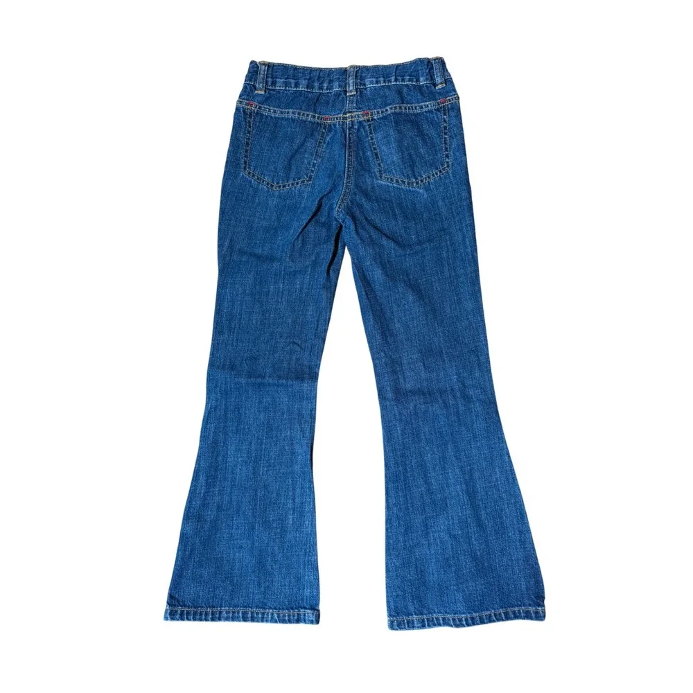 Gymboree Kids‎ Girls Size 7 Denim Jeans Flared Leg Apple Embroidered School Fall